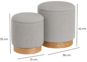 Svetlosivý taburet z textílie buklé – Casa Selección