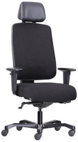 Záťažová ergonomická stolička BOSTON 24/7 — látka, čierna, nosnosť 200 kg