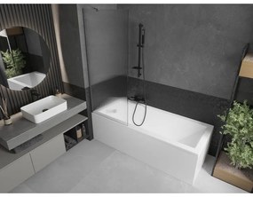 Mexen Next, 1-krídlová vaňová zástena 70 x 150 cm, 6mm sklo Ribs, brúsená grafitová, 895-070-000-00-09-66