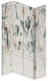 Ozdobný paraván Květiny Pastelové listy - 145x170 cm, štvordielny, obojstranný paraván 360°