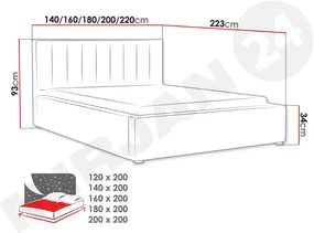 Manželská posteľ 180 cm Soldan  (sivá). Vlastná spoľahlivá doprava až k Vám domov. 1122996