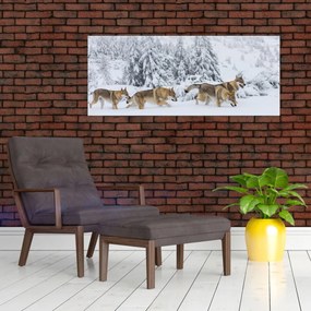 Obraz - Vlci v horách (120x50 cm)