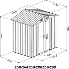 Záhradný domček BestBerg ZDB-2A / 2,5 m² / 194 x 131 x 184 cm / šedá