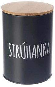 Dóza na potraviny, plechová, čierna, s bambusovým vekom, 1,3l, STROUHANKA