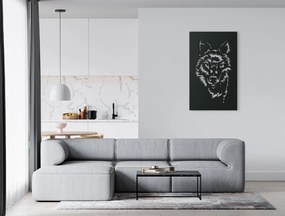drevko Drevený obraz na stenu Vlk - samotár Rozmer obrazu: 44,5 x 26,5 cm, Farba dekorácie: Čierna
