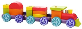 CUBIKA 12923 Dúhový vláčik s dvoma vagónmi - drevené puzzle 15 dielikov