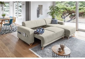 Béžová rozkladacia/s úložným priestorom rohová pohovka Classy Sophie – Miuform