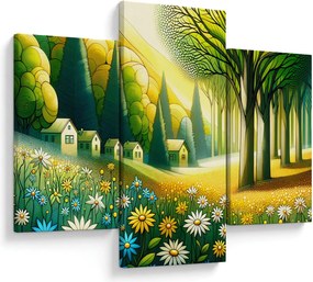 Obraz - Dedina v žlto-zelenej (90x60 cm)