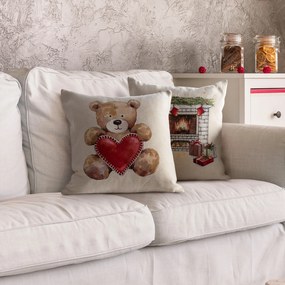VIANOČNÁ GOBELÍNOVÁ DEKORAČNÁ OBLIEČKA NA VANKÚŠ TEDDY 45X45 CM VZOROVANÁ