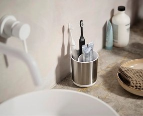 Téglik na zubné kefky z nehrdzavejúcej ocele v striebornej farbe Duo Steel – Joseph Joseph