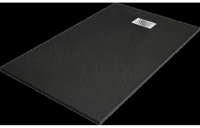 Mexen Hugo obdĺžnikový sprchový žľab SMC 140 x 80 cm, čierny, kryt inox - 42708014-X