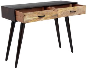 Konzolový stolík z mangového dreva s 2 zásuvkami čierna/tmavé drevo ARABES Beliani