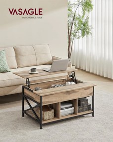 Vasagle Výškovo nastaviteľný konferenčný stolík LUBOR, 60x100x(48-62)cm, camel hnedá/čierna