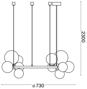 Ideal Lux - LED Luster na lanku PERLAGE 11xG9/3W/230V pr. 73 cm čierna/dymová