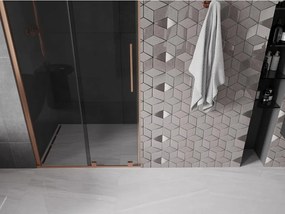 Mexen Velar, posuvné sprchové dvere do otvoru 100 cm, 8mm šedé sklo, medená matná, 871-100-000-41-65