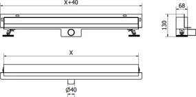 Mexen Flat Wall, sprchový žľab na stenu 2v1, 90 cm, brúsený grafit, 1E30090