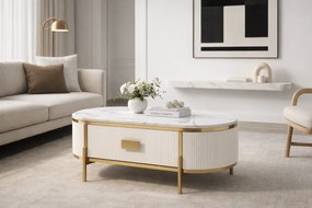 Konferenční stolek Stilig ST380C 124 cm zlatý/bílý mramor
