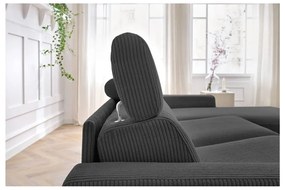 Tmavosivá menčestrová rozkladacia rohová pohovka (variabilná) Monaco – Bobochic Paris