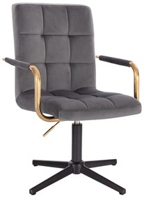 LuxuryForm DESIGN Otočná stolička VERONA GOLD VELUR na čiernom kríži - tmavosivá