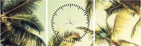 Obraz s kokosovými palmami (s hodinami) (90x30 cm)