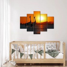 Obraz vtákov pri západe slnka (150x105 cm)