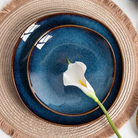 Altom Keramický plytký tanier Reactive Navy Blue 25,5 cm