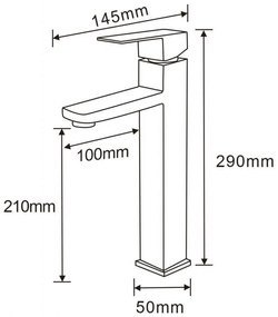 Mexen Emma, vysoká umývadlová batéria h-290, čierna matná, 71910-70
