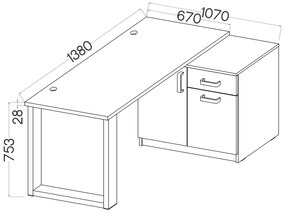 Pc stolík Mantela 130 (svetlosivá + dub artisan). Vlastná spoľahlivá doprava až k Vám domov. 1041344