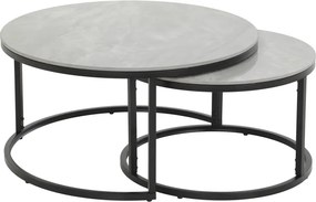 Súprava 2 okrúhlych stolíkov Luis, 80 cm/60 cm, šedá imitácia mramoru