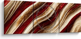 Obraz - Zlato - biela textúra (s hodinami) (90x30 cm)