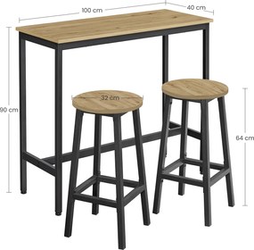 Jedálenský set 1+2, barový stôl 100x40 cm a barové stoličky TAYLOR ARTISAN