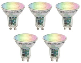 Sada 5 inteligentných GU10 LED žiaroviek Jasných RGBW 4,5W 350 lm 2700-6000K