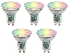 Sada 5 inteligentných žiaroviek GU10 50 LED číra RGBW 4,5 W 350 lm 2700-6000 K