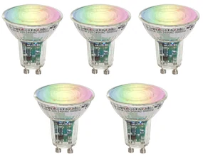 Sada 5 inteligentných žiaroviek GU10 50 LED číra RGBW 4,5 W 350 lm 2700-6000 K