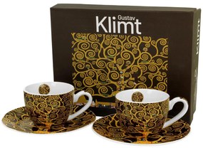 Porcelánová šálka s podšálkou Klimt Tree Of Life 90 ml sada 2ks
