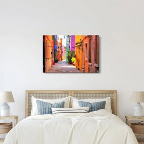 Obraz - Farebné domy v Burane, Benátky (90x60 cm)