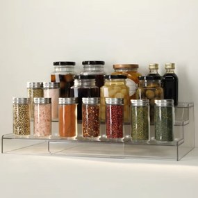 JJA Prídavná rozťahovacia polička, organizér na korenie, 3 schodíky, 31 - 58 x 23 x 12 cm