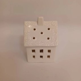 DECOLED Keramický domček, 7 x 6 x 10 cm, teplá biela, 2xLR44