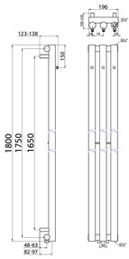 Sapho Sapho, PILON vykurovacie teleso 196x1800mm, so 3 háčikmi, biela matná, IZ127T