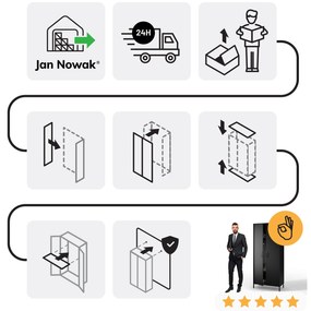 Čierna šatníková skriňa FLAVIO Modern 800 x 1850 x 450 mm