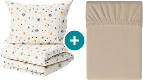 Sada krepových obliečok ASTORIA POLY krémové + plachta Jersey 90 x 200 cm cappuccino, jednolôžko