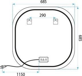 Rea TOP, LED zrkadlo 70x70cm, HOM-01519