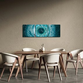 Obraz mora s loďkou (s hodinami) (90x30 cm)