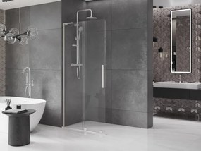 Mexen Velar L, posuvná sprchová zástena Walk-in 120 x 200 cm, 8mm číre sklo, brúsená oceľ, 871-120-003-03-97