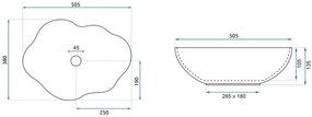 Rea Pearl Akkoya, umývadlo na dosku 505x380x135 mm, viacfarebné, REA-U3309