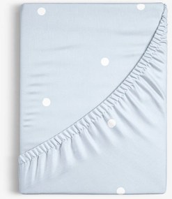 Goldea bavlnená napínacia plachta - bodky na nebesky modrom 80 x 160 cm