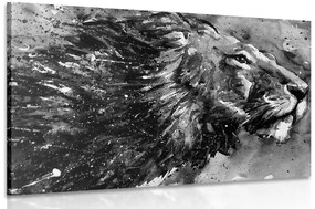 Obraz kráľ zvierat v čiernobielom akvareli - 120x80