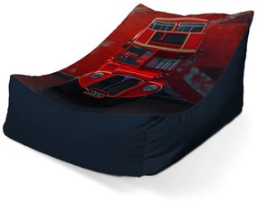 Sablio Sedací vak Lounge Červený poschodový autobus Vlajka - 120 x 100 x 80 cm