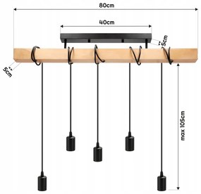 BERGE LED závesné stropné svietidlo 5x E27 Loft
