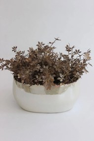 Krémový perleťový keramický kvetináč oválny 28cm